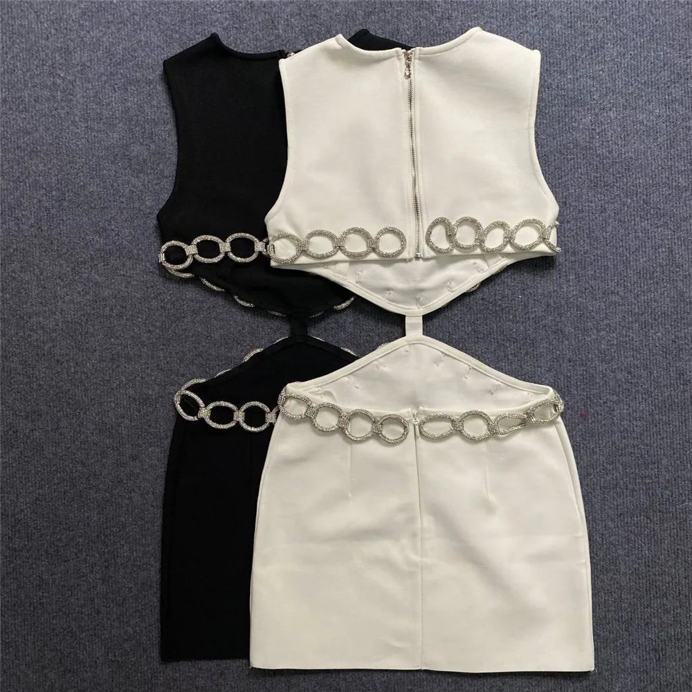 Elegant Hollow Out Belt Dress